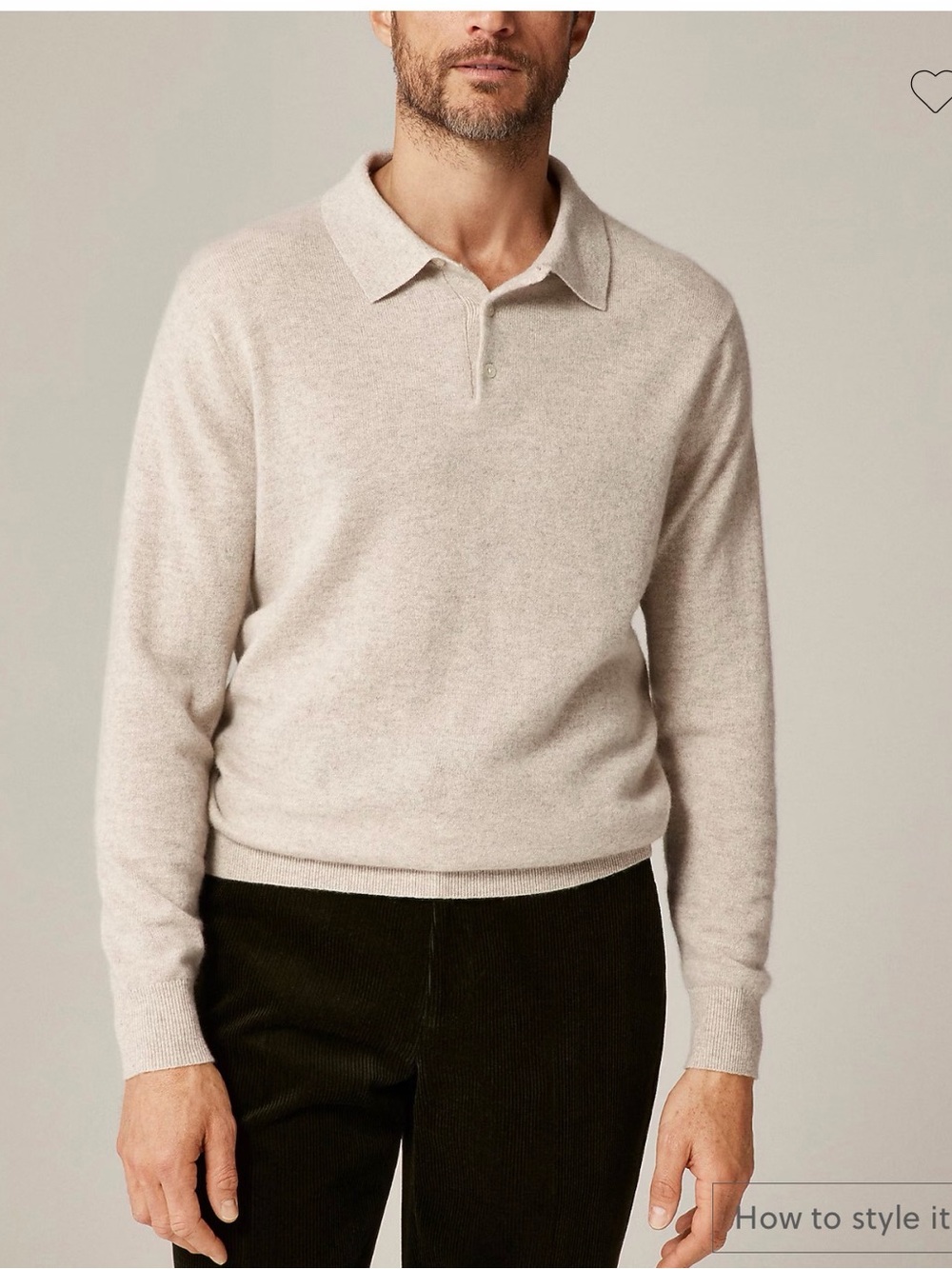 J. Crew men's 100% Cashmere collared sweater-polo Sz M Tan color